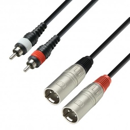 [K3TMC0100] Cable RCA ADAM HALL 2 RCA Mascle a 2 XLR Mascle 1m